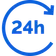 Clock arrow marked 24h